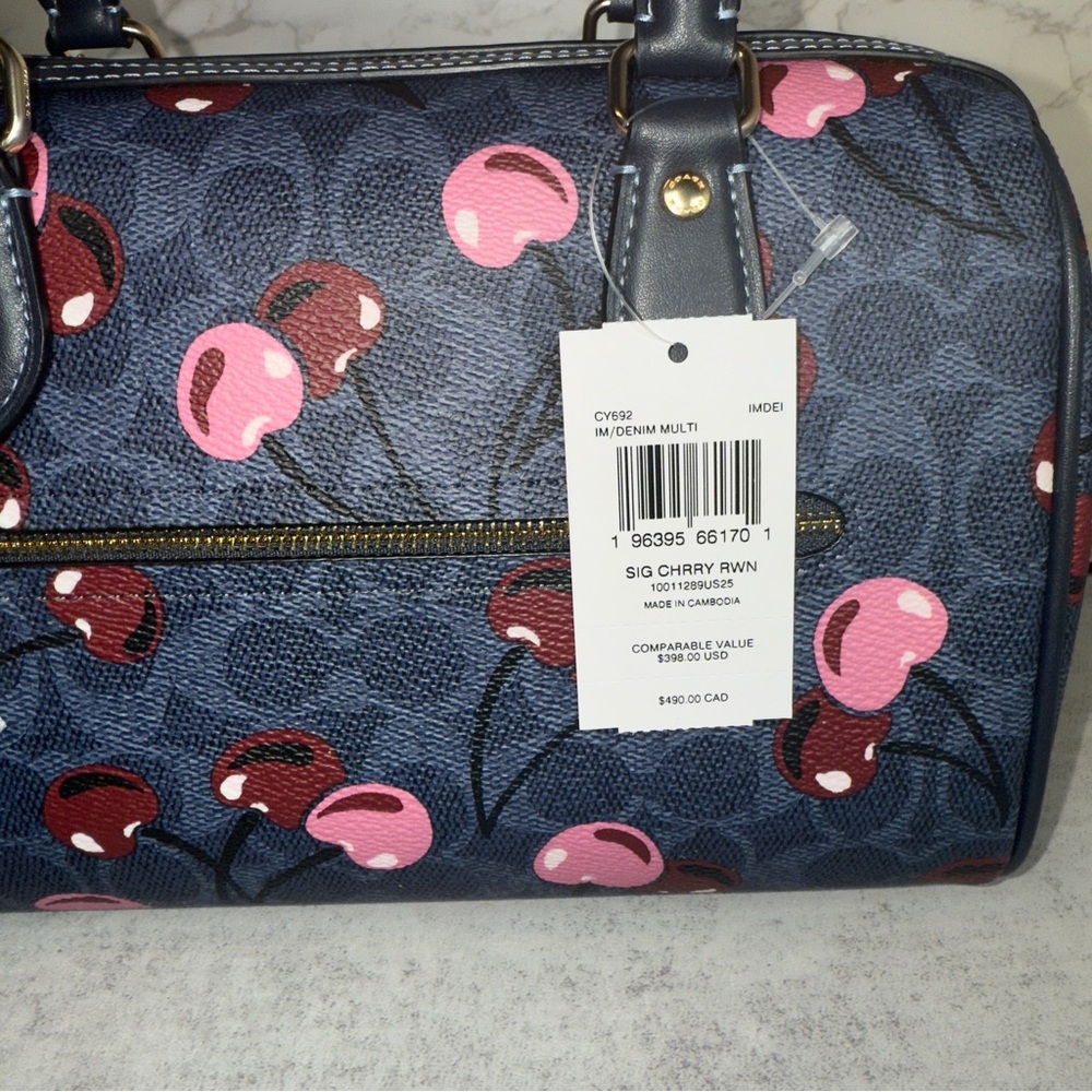 Coach Rowan Satchel Bag In Signature Canvas With Cherry Print CY692 - Picture 12 of 15